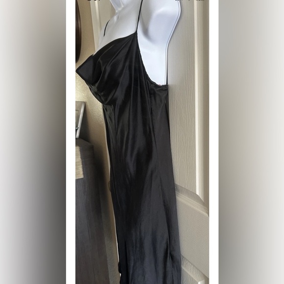 Y2K Victoria’s Secret Silk Black Draped Bias Cut Vintage Mini Gown Slip Dress M